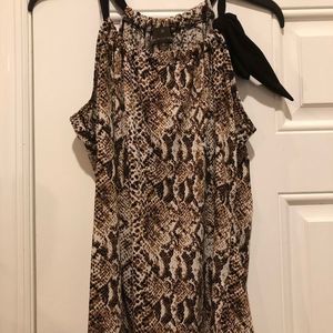 Fenn Wright Manson sleeveless print blouse with tie accent Medium